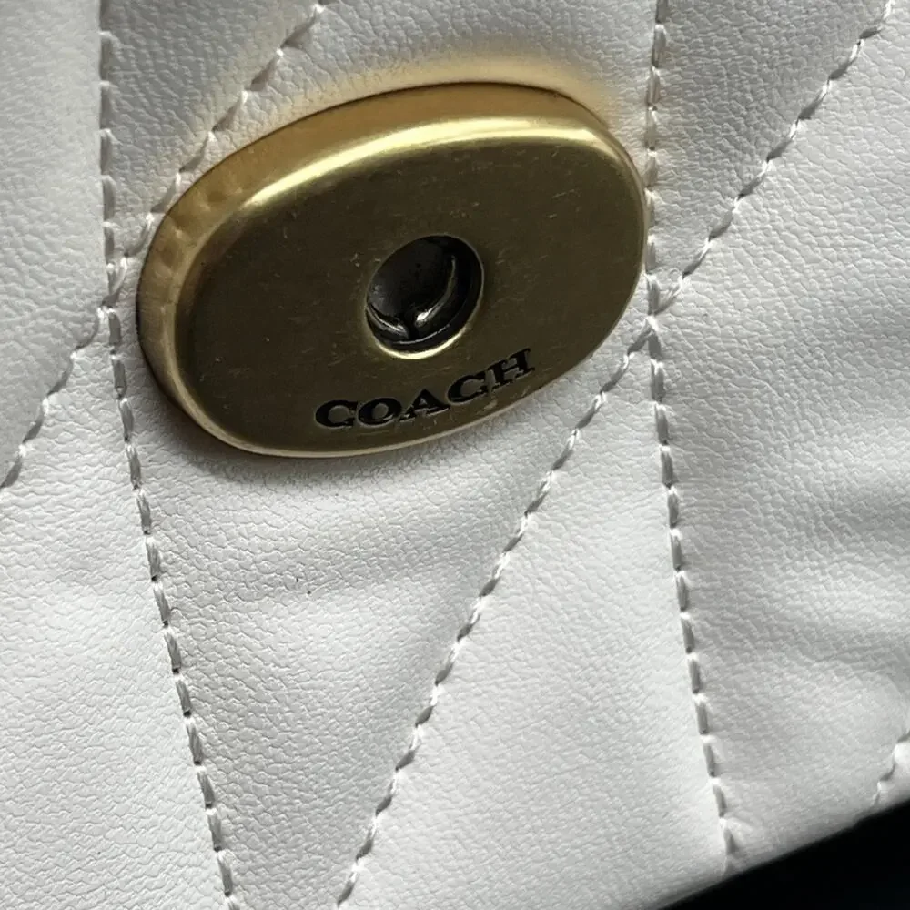COACH Tabby Shoulder Bag 26 Quilted CP150 Brass / Chalk White Leather NWOT